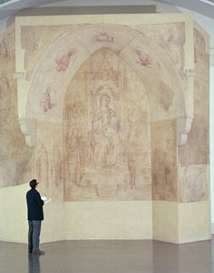 Madonna and Child Enthroned, tegning for en fresco (sinopia på papir)